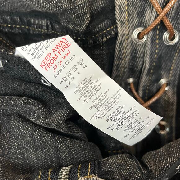 Pretty Little Thing Shape Brown Denim Lace Up Front Corset 6 - Picture 8 of 9